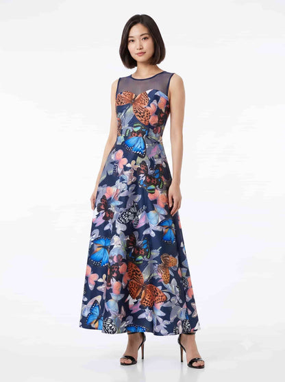Vestido Present Midi Borboletas e Tule