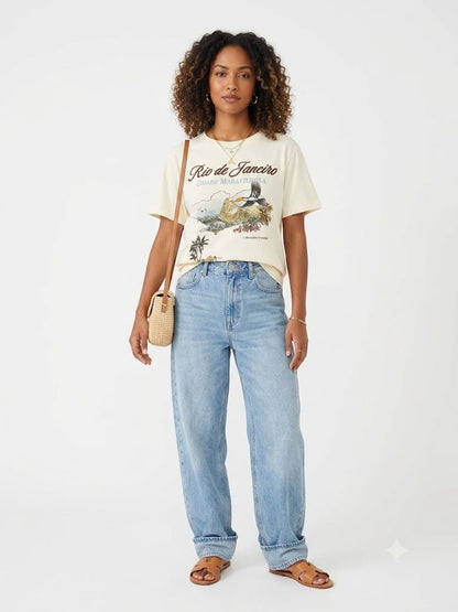 Camiseta Farm Mapa Rio Bege - Modelagem Fit