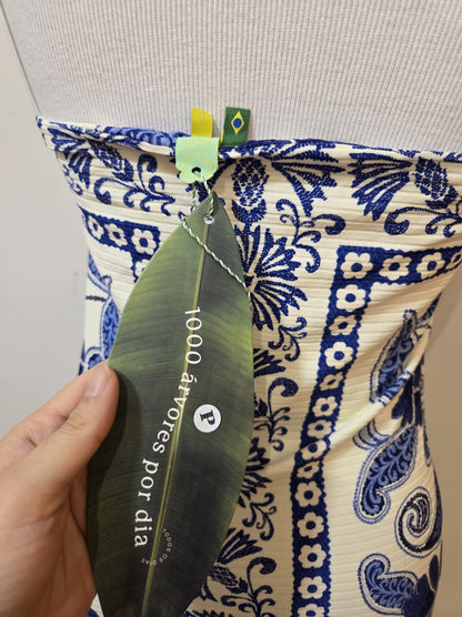 Vestido Farm Floral Azul Canelado
