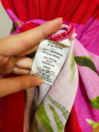 Vestido Midi Farm Lencinho Pink e Vermelho