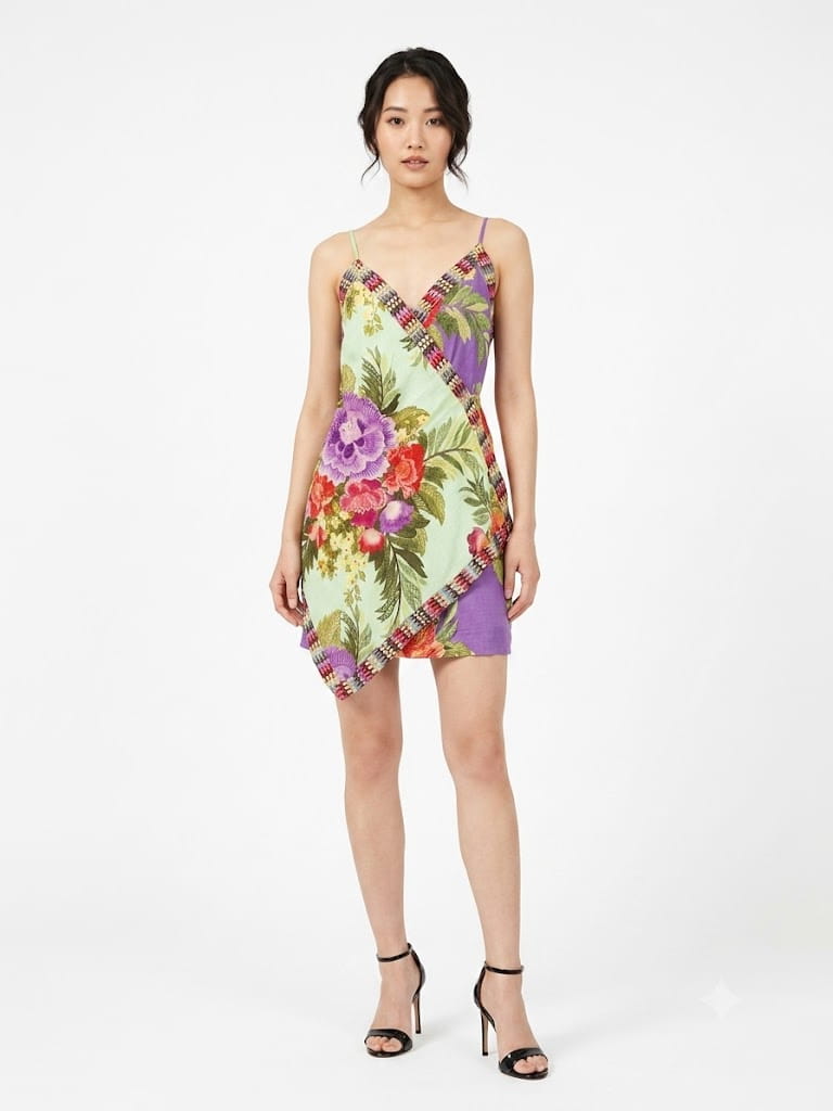 Vestido Farm Curto Bouquet de Verão Roxo