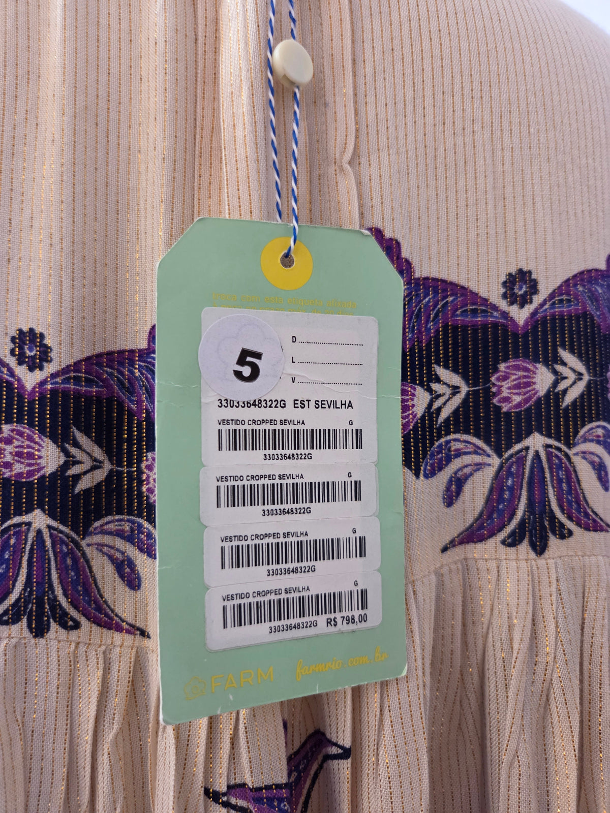 Vestido Farm Sevilha Fios de Lurex