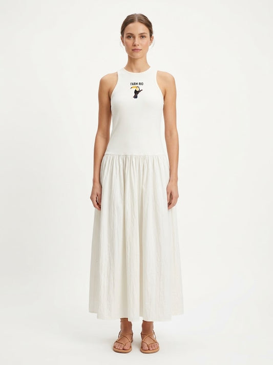 Vestido Farm Tucano Bordado Branco/Off White