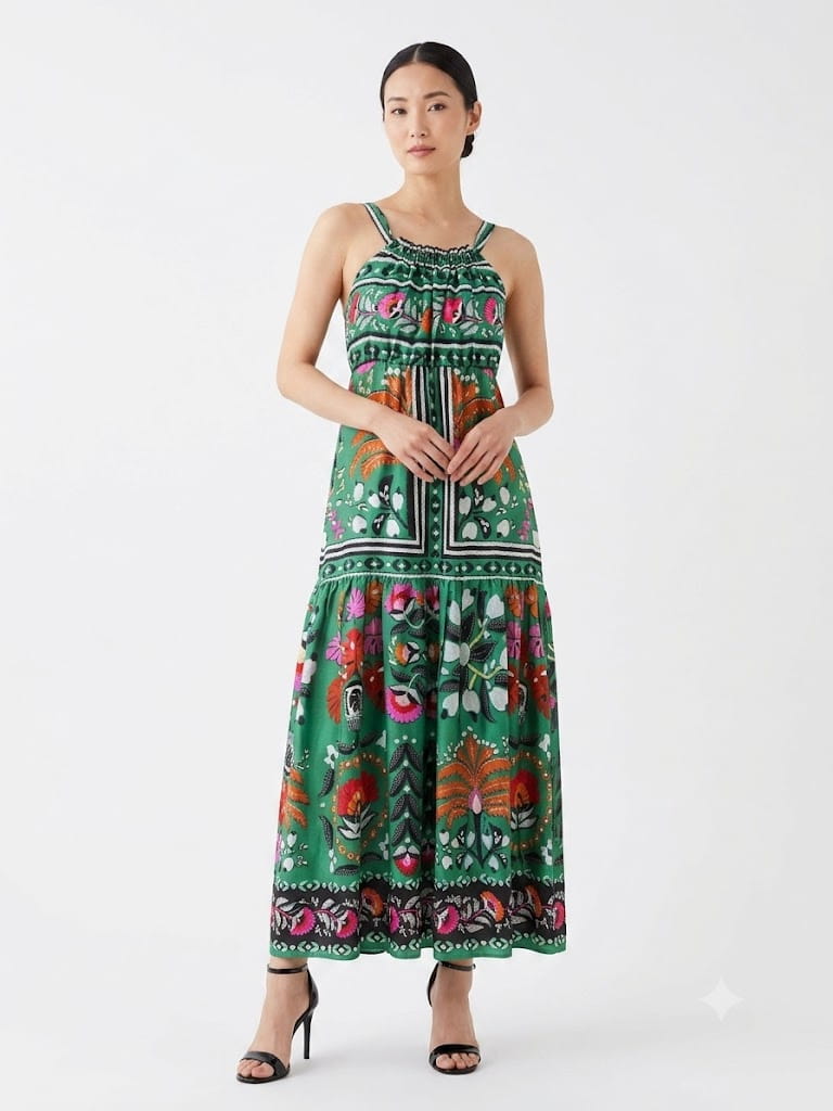 Vestido Farm Paraíso dos Coqueiros Verde