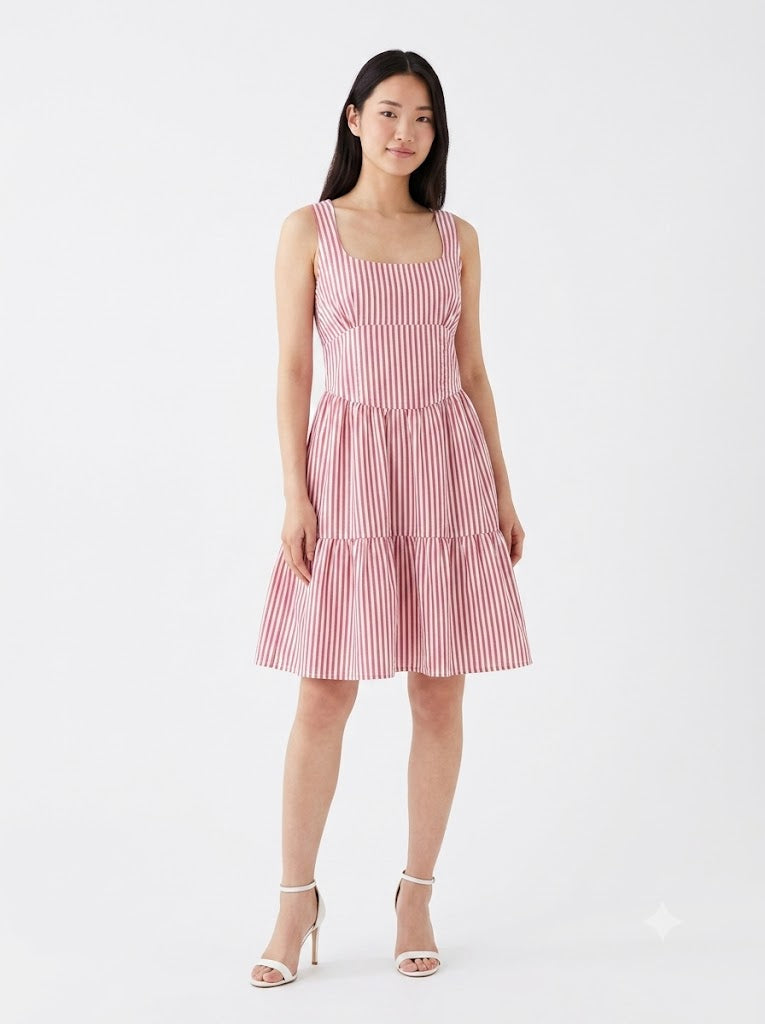 Vestido Farm Curto Listra Palmas