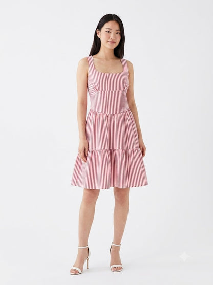 Vestido Farm Curto Listra Palmas