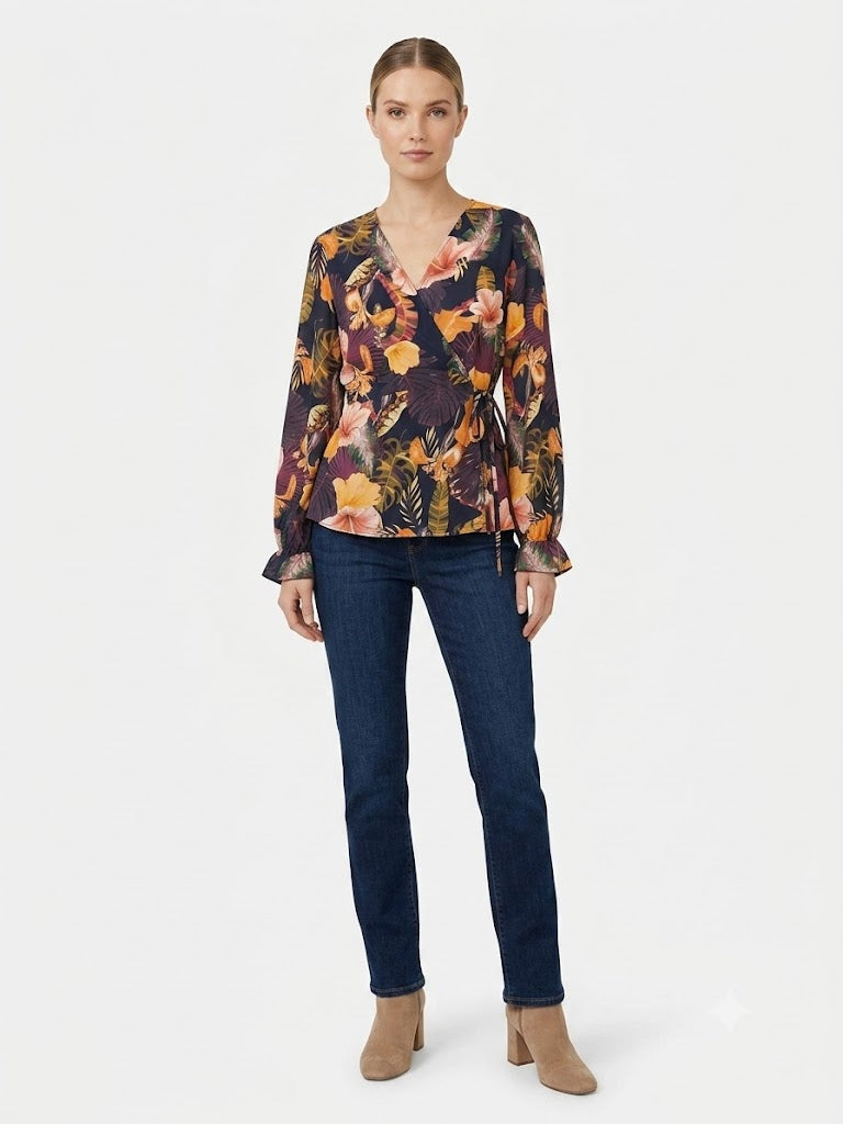 Blusinha Laclô Floral Transpassado