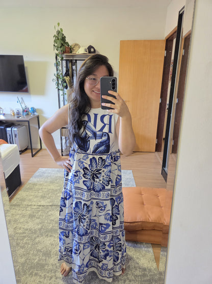 Vestido Farm Patch Casal de Tucanos Azul