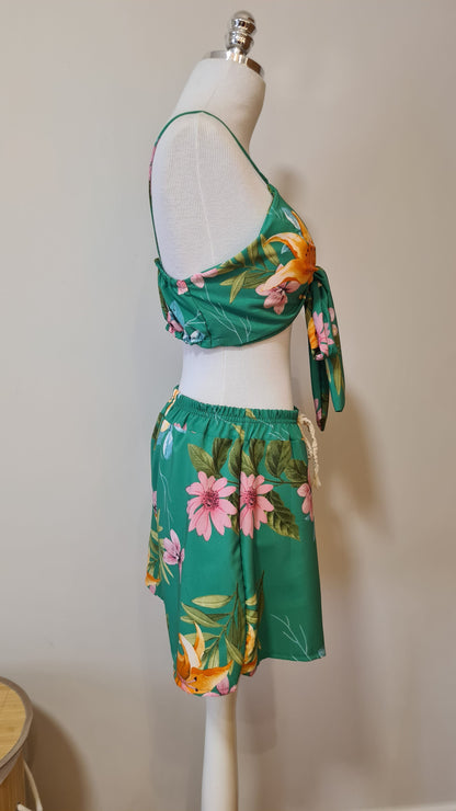 Trijunto  Rosa Boneca Verde Floral Tropical