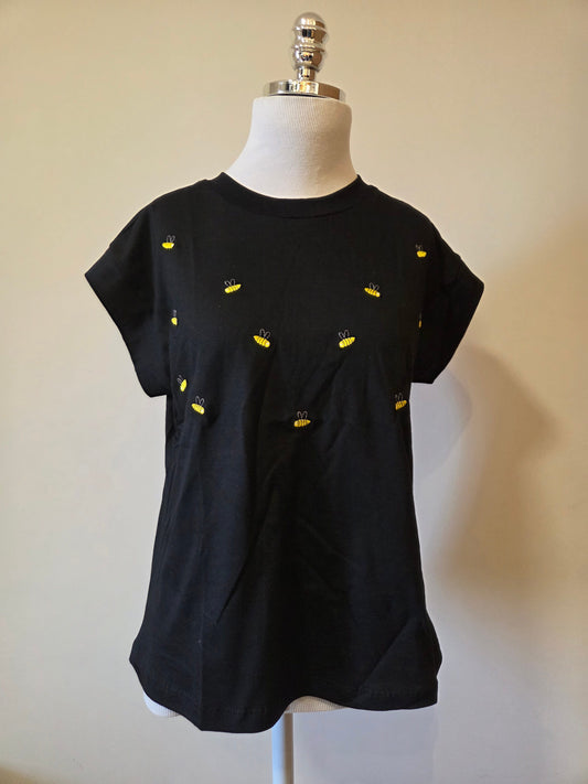 Camiseta Yellon Muscle Abelhas Bordadas Fundo Preto