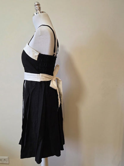 Vestido Midi Bicolor Rosa Boneca Preto e Branco
