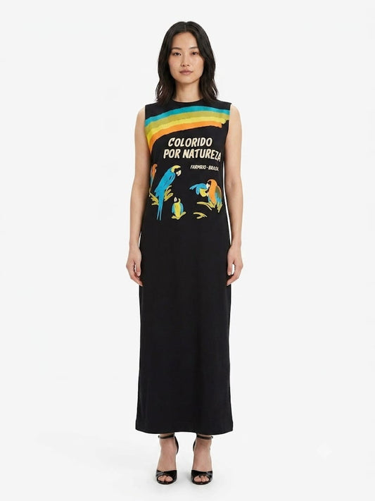 Vestido Farm Colorido Por Natureza Preto