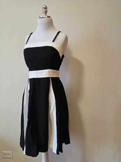 Vestido Midi Bicolor Rosa Boneca Preto e Branco
