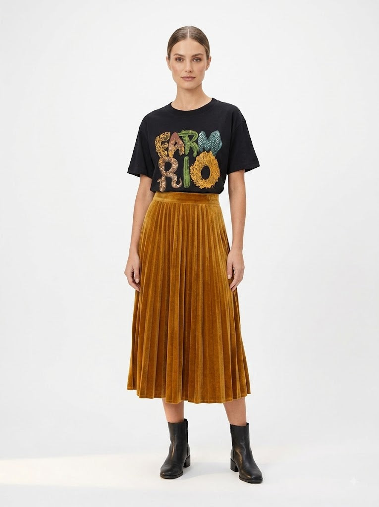 Camiseta Farm Rio Estampa Letras Texturizadas fundo Preto