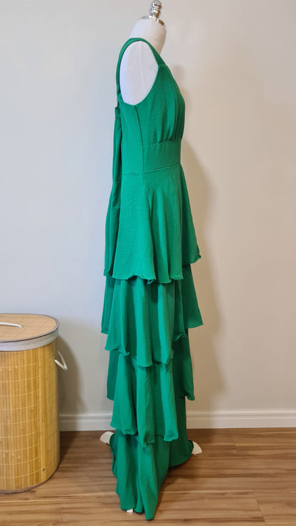 Vestido Linda Rosa Verde Babados