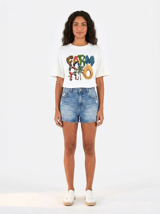 Camiseta Farm Rio Estampa Letras Texturizadas