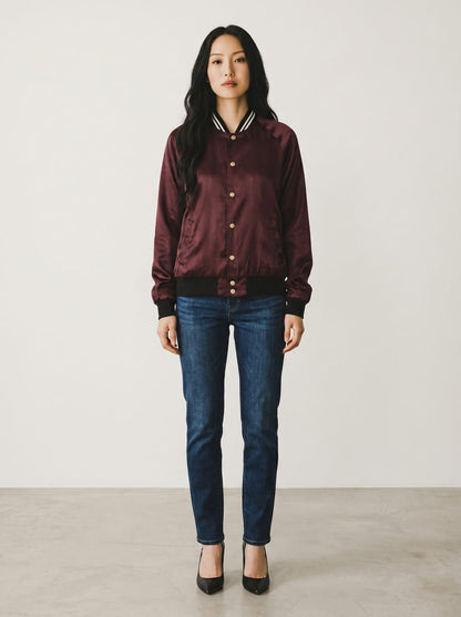 Jaqueta Bomber Forever 21 Men | Vinho Acetinado Flanelada