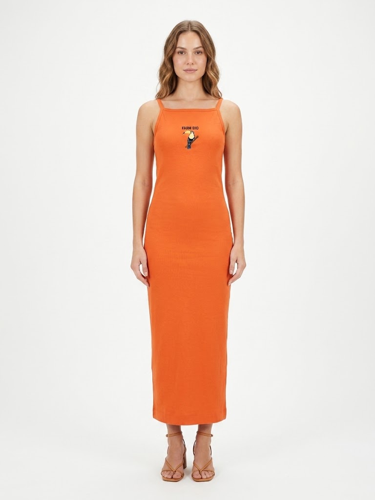 Vestido Farm Laranja Canelado Tucano