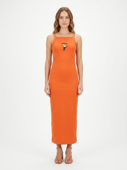 Vestido Farm Laranja Canelado Tucano