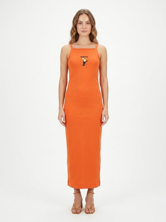 Vestido Farm Laranja Canelado Tucano