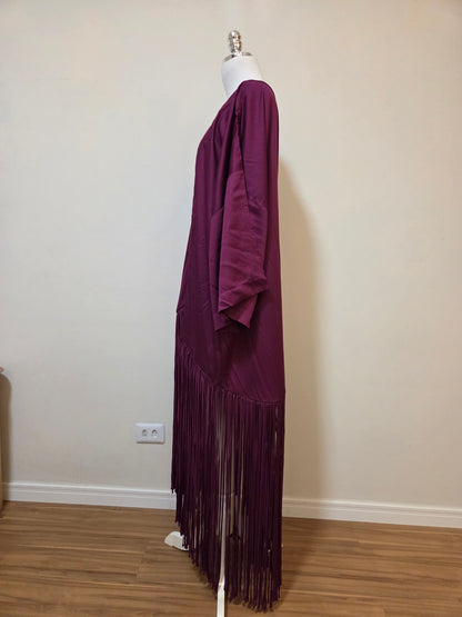 Kimono Farm Alongado Acetinado Franja Roxo