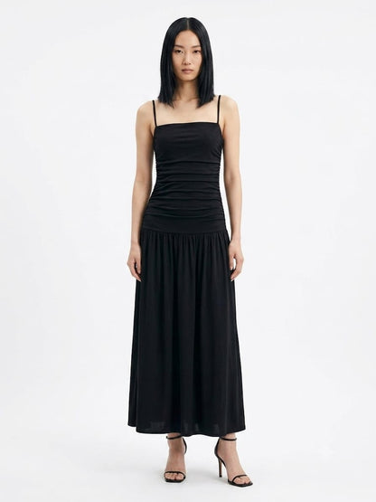 Vestido Farm Preto Franzido Balonê