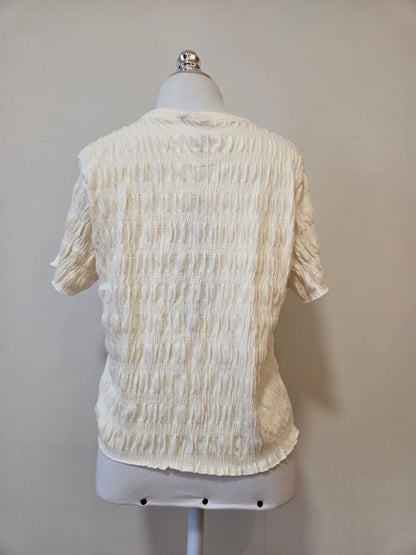 Blusinha Farm Tecido Especial Brasil Arara Off-White