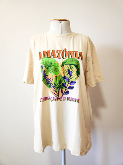 T-shirt Farm Amazônia Coração é o Norte - Creme