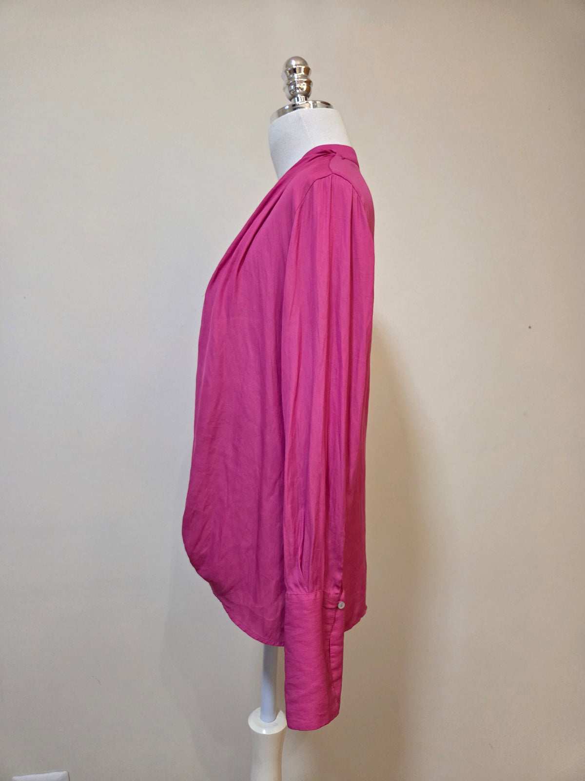 Blusa Transpassada com Drapeado Zara Basic Rosa Pink