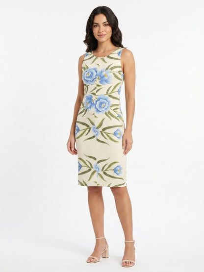 Vestido Farm Canelado Azul Floral