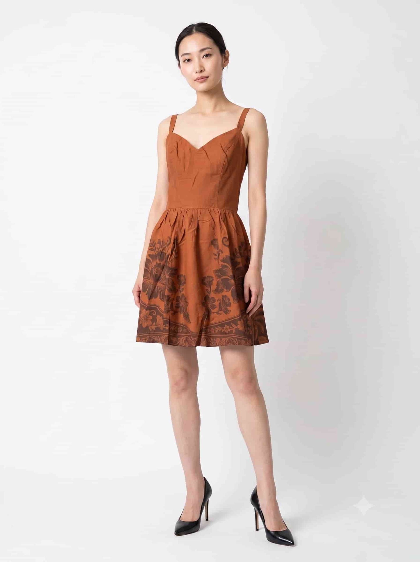 Vestido Farm Curto Terracota Floral