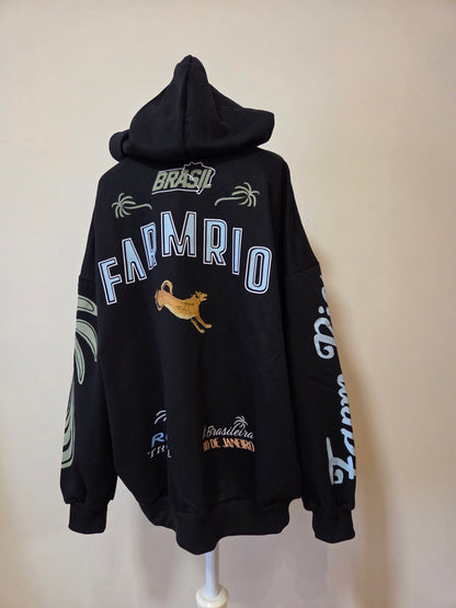 Moletom com Capuz Farm Oversized Vira Lata Preto