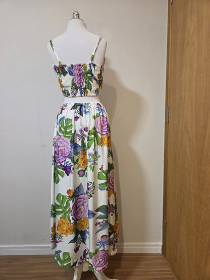 Vestido Farm Floral em tons de Lilás e Laranja
