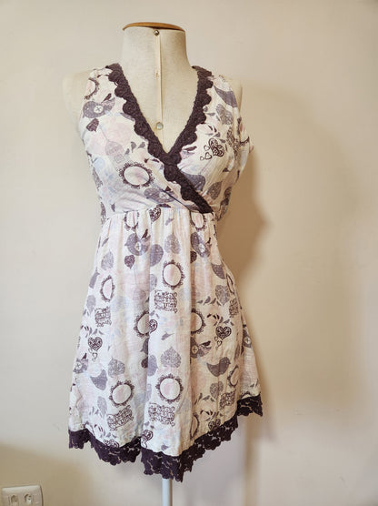 Vestido Antix Curto Estampa Pássaros