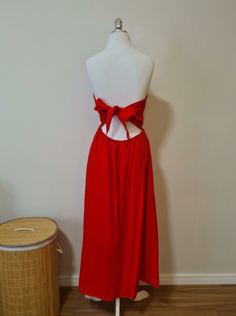 Vestido Rosa Boneca Vermelho Tomara que Caia