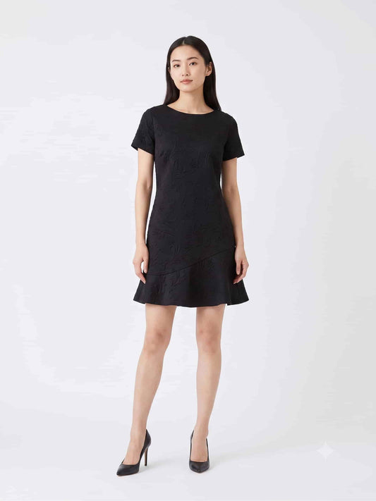 Vestido Mob Preto Texturizado Floral