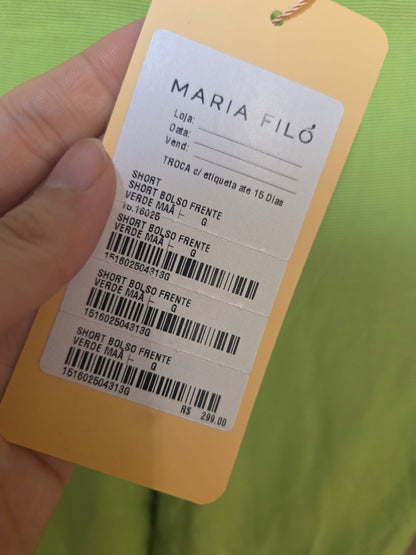 Shorts Bolso Frente Maria Filó Verde Maçã