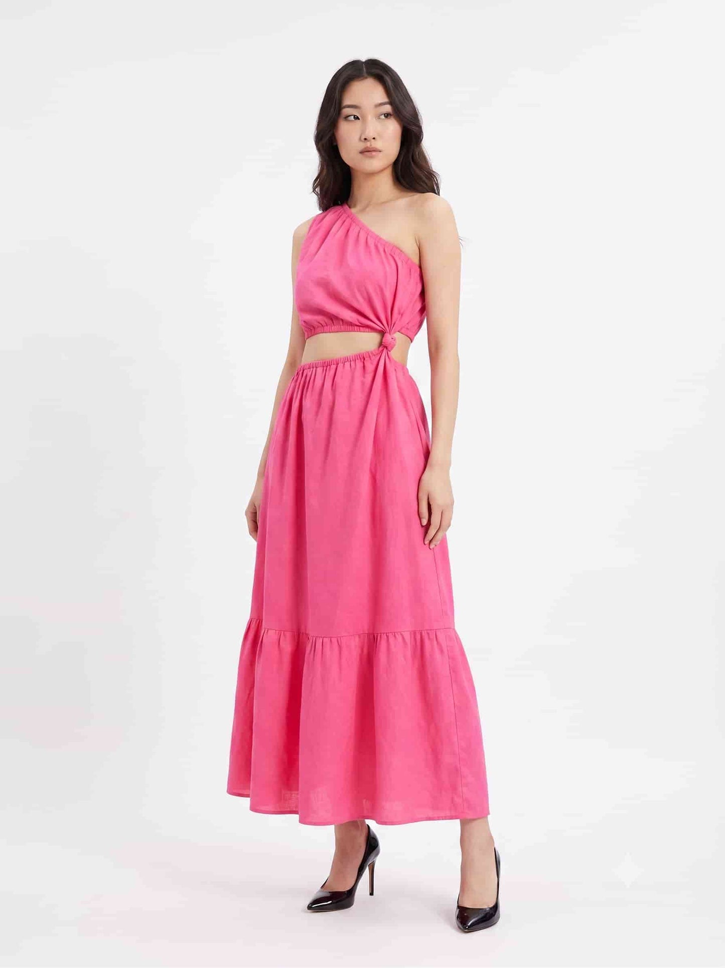 Vestido Farm Pink Um Ombro Só