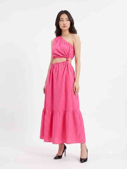Vestido Farm Pink Um Ombro Só