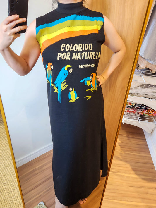 Vestido Farm Colorido Por Natureza Preto
