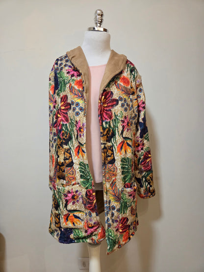 Casaco Dupla Face Floral e Nude Soft