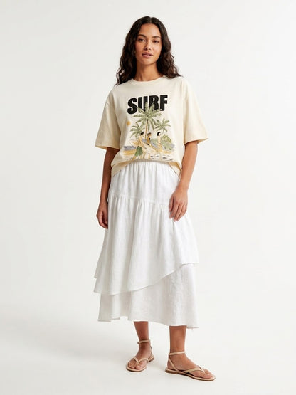 Camiseta Farm Surf Rio Bege - Modelagem Ampla
