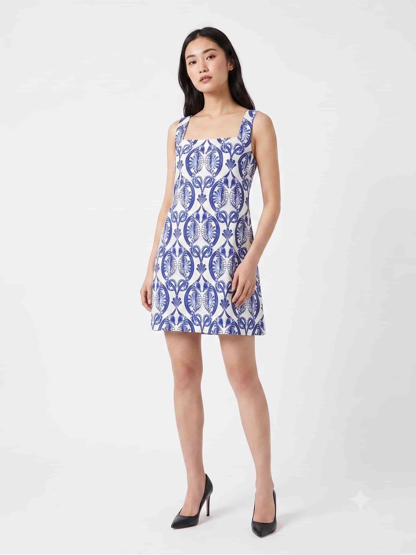Vestido Farm Curto Cavalos Marinho