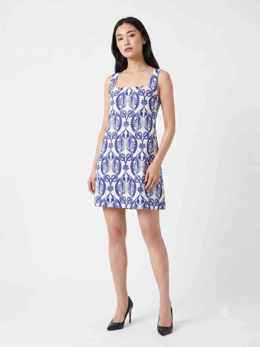 Vestido Farm Curto Cavalos Marinho