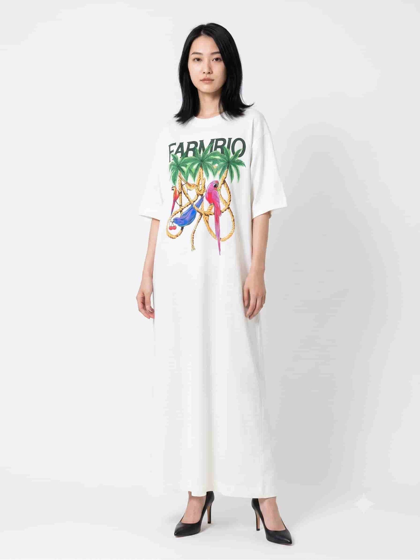 Vestido Farm Cordas e Aves - Modelagem T-shirt