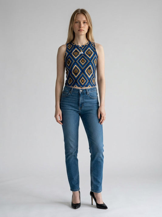 Regata Cropped Farm Adidas Azul