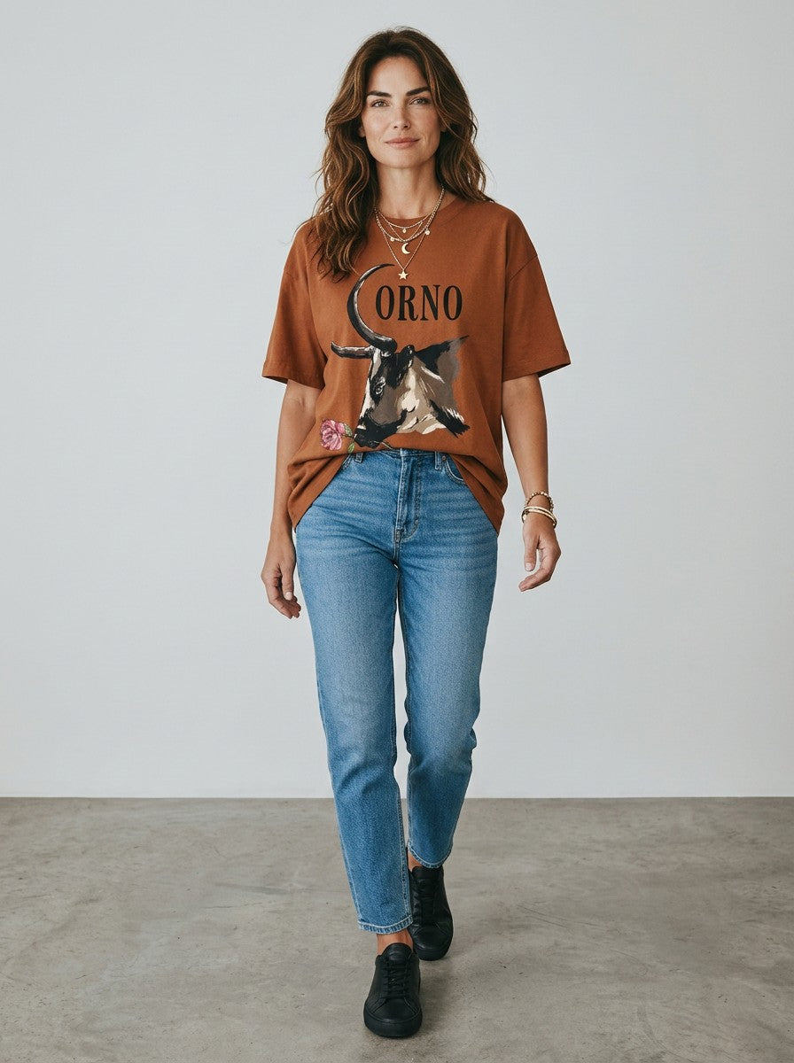 Camiseta  Farm Corno Manso Cacau