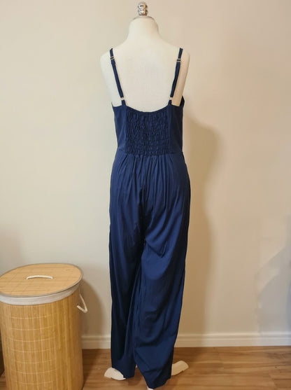 Macacão JMS Longo Azul Marinho Pantalona