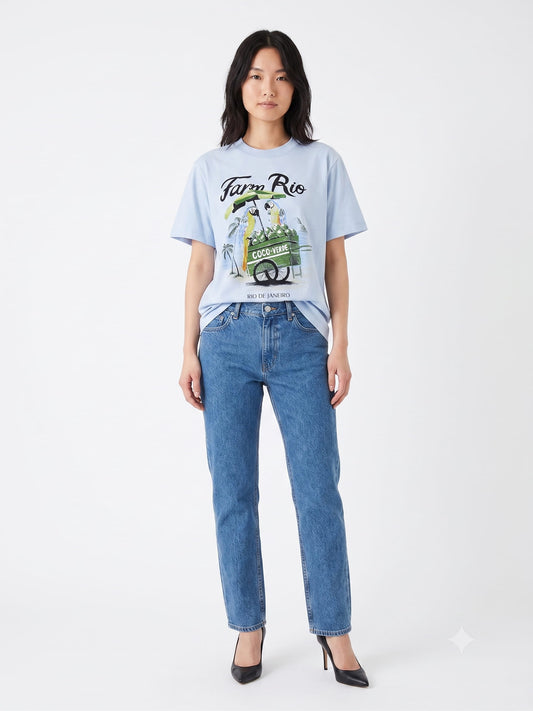 Camiseta Farm Coco Verde Azul Fit