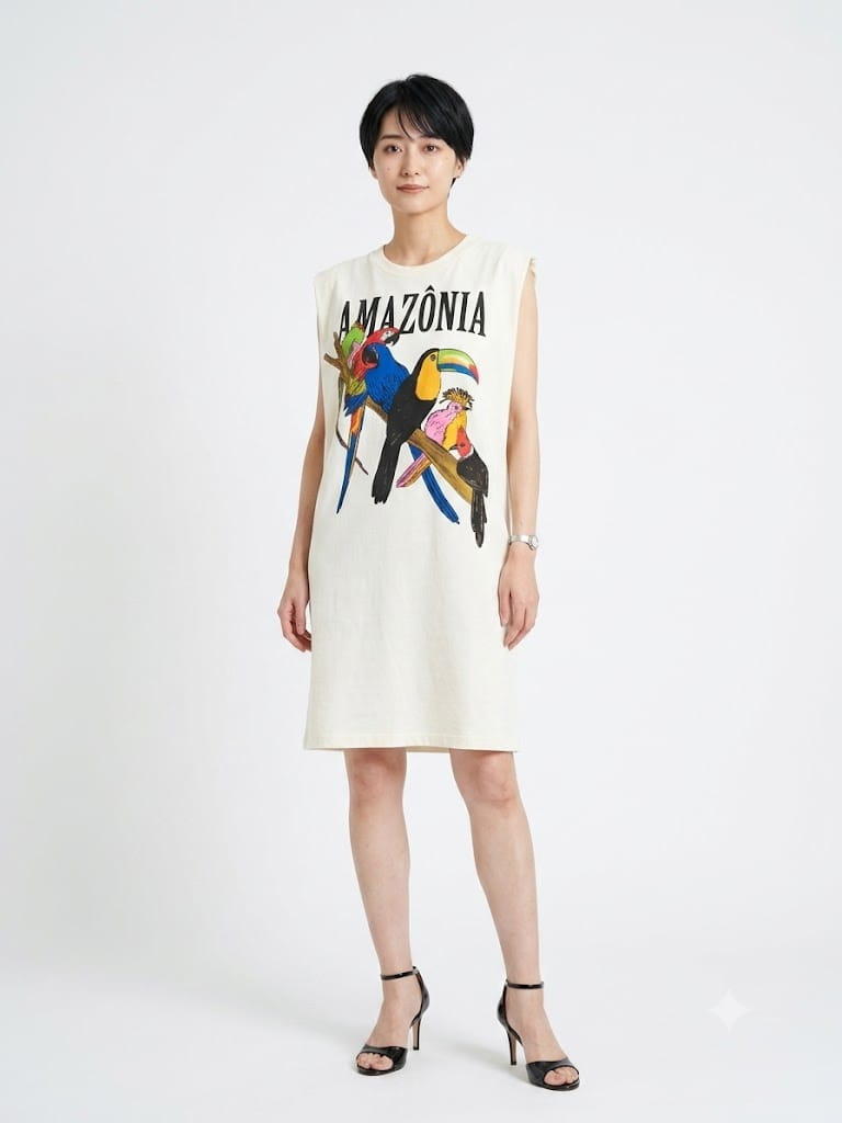 Vestido Farm Muscle Tee Estampa Amazônia